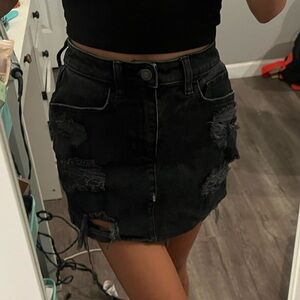 Women’s Black Distressed Mini Skirt
